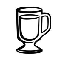 Linear glass for mulled wine. Sketch style. vector