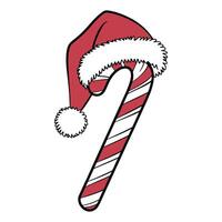 Candy Cane with Santa Hat for Holiday Illustratio vector