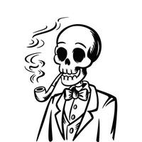 Smoking Skeleton in Suit with Pipe Illustration vector