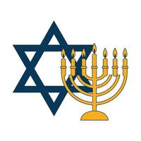 Happy Hanukkah Illustration with Menorah and Star of David vector