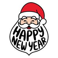 Santa Claus Face with Happy New Year Text Illustration vector
