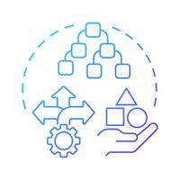 Diversity blue gradient concept icon. Data management, filtering. Methodology, algorithms. Round shape line illustration. Abstract idea. Graphic design. Easy to use article, blog post vector