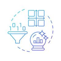 Matrix factorization blue gradient concept icon. Filtering technique, statistic metric. System, methodology. Round shape line illustration. Abstract idea. Graphic design. Easy to use article vector