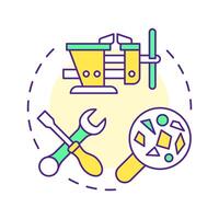 Disassembly multi color concept icon. Reverse engineering process. Dismantling and deconstruction. Round shape line illustration. Abstract idea. Graphic design. Easy to use in article vector