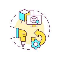 3d reverse engineering multi color concept icon. Creating virtual model. Scanning physical object. Round shape line illustration. Abstract idea. Graphic design. Easy to use in article vector