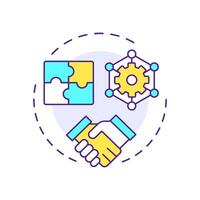 Product compatibility multi color concept icon. Reverse engineering usage. System interoperability. Round shape line illustration. Abstract idea. Graphic design. Easy to use in article vector