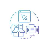 Initiating the return blue gradient concept icon. Reverse logistics stage. Product return process. Ecommerce. Round shape line illustration. Abstract idea. Graphic design. Easy to use in article vector
