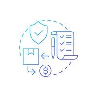 Return policy and procedure blue gradient concept icon. Reverse logistics type. Terms and conditions. Round shape line illustration. Abstract idea. Graphic design. Easy to use in article vector