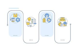 Reverse logistics processes rectangle infographic . Return management. Return policy. Data visualization with 4 steps. Editable rectangular options chart vector