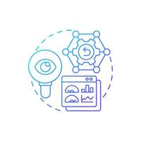 Analyzing returns data blue gradient concept icon. Reverse logistics stage. Data analysis. Return process. Round shape line illustration. Abstract idea. Graphic design. Easy to use in article vector