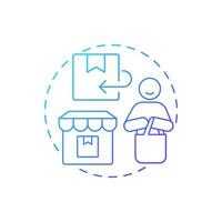 Reselling blue gradient concept icon. Reverse logistics in commerce. Second-hand sales. Customer service. Round shape line illustration. Abstract idea. Graphic design. Easy to use in brochure vector