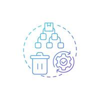 End-of-life product management blue gradient concept icon. Reverse logistics type. Waste disposal. Round shape line illustration. Abstract idea. Graphic design. Easy to use in article vector