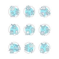 Antibody development soft blue concept icons. Biotechnology and immunology. Laboratory research. Precision medicine. Icon pack. Round shape illustrations. Abstract idea vector