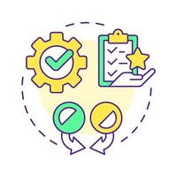 Reassemble multi color concept icon. Reverse engineering process. Integrate, assembly components. Round shape line illustration. Abstract idea. Graphic design. Easy to use in article vector