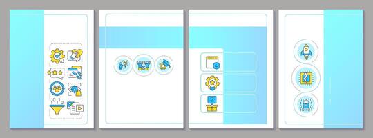 Recommender system brochure template. Data filtering. Leaflet design with linear icons. Editable 4 layouts for presentation, annual reports vector