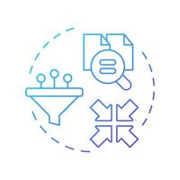 Item-based filtering blue gradient concept icon. Data collection, organization. Methodology, algorithms. Round shape line illustration. Abstract idea. Graphic design. Easy to use article, blog post vector