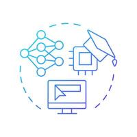 DL recommender systems blue gradient concept icon. Deep learning, technology. Data processing. Round shape line illustration. Abstract idea. Graphic design. Easy to use article, blog post vector