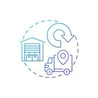 Transporting returns blue gradient concept icon. Reverse logistics stage. Returned products delivery. Round shape line illustration. Abstract idea. Graphic design. Easy to use in article vector