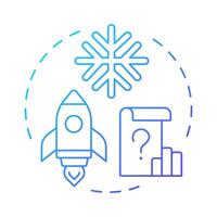 Cold start blue gradient concept icon. Recommendation system, marketing. Data organization. Round shape line illustration. Abstract idea. Graphic design. Easy to use article, blog post vector