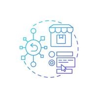 Cross-channel returns blue gradient concept icon. Reverse logistics strategy. Ecommerce. Digital interface. Round shape line illustration. Abstract idea. Graphic design. Easy to use in article vector