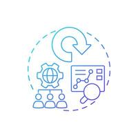 Outsourcing reverse logistics blue gradient concept icon. Product return strategy. Data analysis. Management. Round shape line illustration. Abstract idea. Graphic design. Easy to use in brochure vector