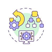 Reverse engineering multi color concept icon. System deconstruction and technical analysis. Reverse process. Round shape line illustration. Abstract idea. Graphic design. Easy to use in article vector