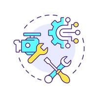 Parts service and repair multi color concept icon. Reverse engineering usage. Troubleshooting, maintenance. Round shape line illustration. Abstract idea. Graphic design. Easy to use in article vector