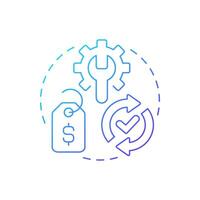 Remanufacturing and refurbishment blue gradient concept icon. Reverse logistics type. Product renewal and repair. Round shape line illustration. Abstract idea. Graphic design. Easy to use in article vector