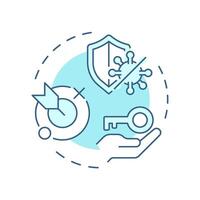 Checkpoint inhibitors soft blue concept icon. Immunotherapy type. Cancer treatment. Immune system. Round shape line illustration. Abstract idea. Graphic design. Easy to use in article vector