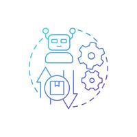 Automated returns processing blue gradient concept icon. Reverse logistics strategy. Business intelligence. Round shape line illustration. Abstract idea. Graphic design. Easy to use in article vector