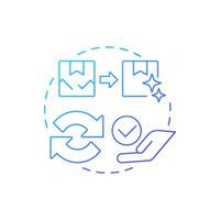 Replacement blue gradient concept icon. Reverse logistics. Product return and exchange. Customer service. Round shape line illustration. Abstract idea. Graphic design. Easy to use in article vector