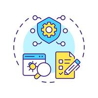 Product security analysis multi color concept icon. Reverse engineering application. Assess vulnerabilities. Round shape line illustration. Abstract idea. Graphic design. Easy to use in article vector