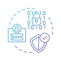 Privacy concerns blue gradient concept icon. Cyber security, user profile. Access control, technology. Round shape line illustration. Abstract idea. Graphic design. Easy to use article, blog post vector