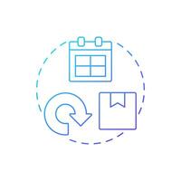 Returns blue gradient concept icon. Reverse logistics in commerce or retail. Return order. Customer service. Round shape line illustration. Abstract idea. Graphic design. Easy to use in brochure vector