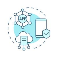 MDM soft blue concept icon. Mobile device management. Cloud data, software. Technology, system. Round shape line illustration. Abstract idea. Graphic design. Easy to use in infographic, presentation vector