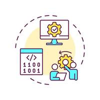 Software reverse engineering multi color concept icon. Code analysis. System restructuring, improvement. Round shape line illustration. Abstract idea. Graphic design. Easy to use in article vector