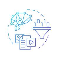 Knowledge-based filtering blue gradient concept icon. Artificial intelligence, machine learning. Round shape line illustration. Abstract idea. Graphic design. Easy to use article, blog post vector