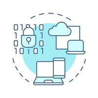 BYOD soft blue concept icon. Personal devices usability, corporate. Cloud data, code security. Round shape line illustration. Abstract idea. Graphic design. Easy to use in infographic, presentation vector