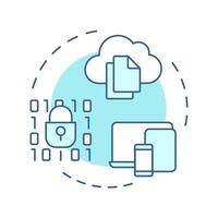EMM soft blue concept icon. Enterprise mobile management. Cloud technology, corporate. Round shape line illustration. Abstract idea. Graphic design. Easy to use in infographic, presentation vector