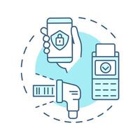 COSU soft blue concept icon. Corporate devices, single use. Commerce sales. Technology, system. Round shape line illustration. Abstract idea. Graphic design. Easy to use in infographic vector