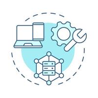 UEM soft blue concept icon. Unified endpoint management. Database, computing. Cross platform. Round shape line illustration. Abstract idea. Graphic design. Easy to use in infographic, presentation vector
