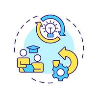 Learning and understanding multi color concept icon. Re-engineering applications. Skill development. Round shape line illustration. Abstract idea. Graphic design. Easy to use in article vector