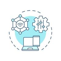 Remote configuration soft blue concept icon. Access control, cybersecurity. Network, settings. Round shape line illustration. Abstract idea. Graphic design. Easy to use in infographic, presentation vector
