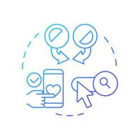 Hybrid recommender systems blue gradient concept icon. Personalized content, preferences. User data. Round shape line illustration. Abstract idea. Graphic design. Easy to use article, blog post vector