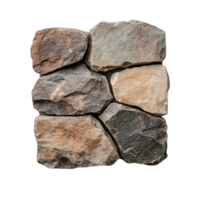 A stone wall with several different types of rocks png
