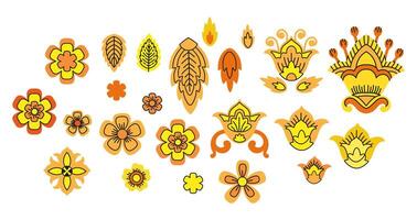Decorative Slavic flowers design elements set vector