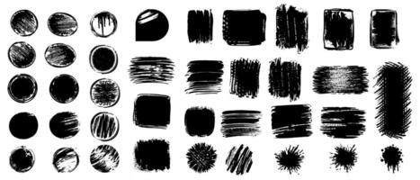 set of isolated grunge abstract shapes, strokes, brushes and stains on a white background vector