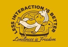 Less interaction is better. Character design of monkey sleep on the sofa, you can print it on t shirt vector