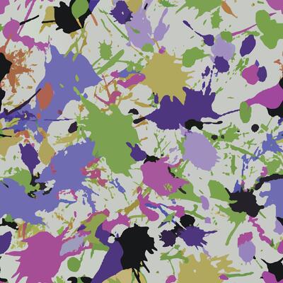 A colorful paint splatter pattern on a white background