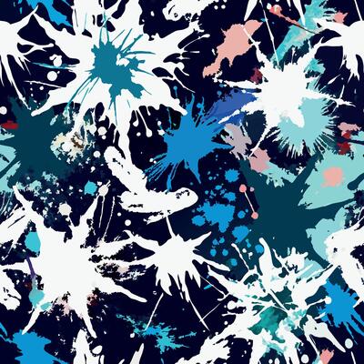 A blue and white paint splatter pattern
